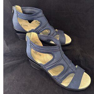 JBU by Jambu Everly Navy Wedge Strappy Gladiator Comfort Shoes Sandals-Size 10